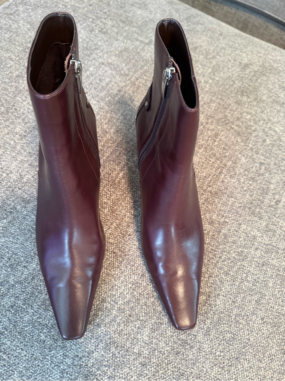 Anne Klein Women's Brown Leather Pointed Ankle Boots